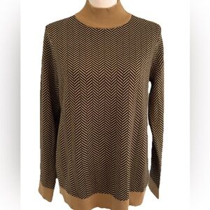 Calvin Klein Tan and Black Chevron Mock Neck Sweater Size large. NWT